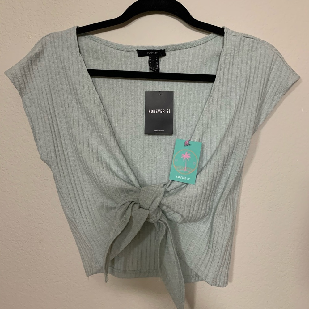 Forever 21 Mint Front Tie Crop Top